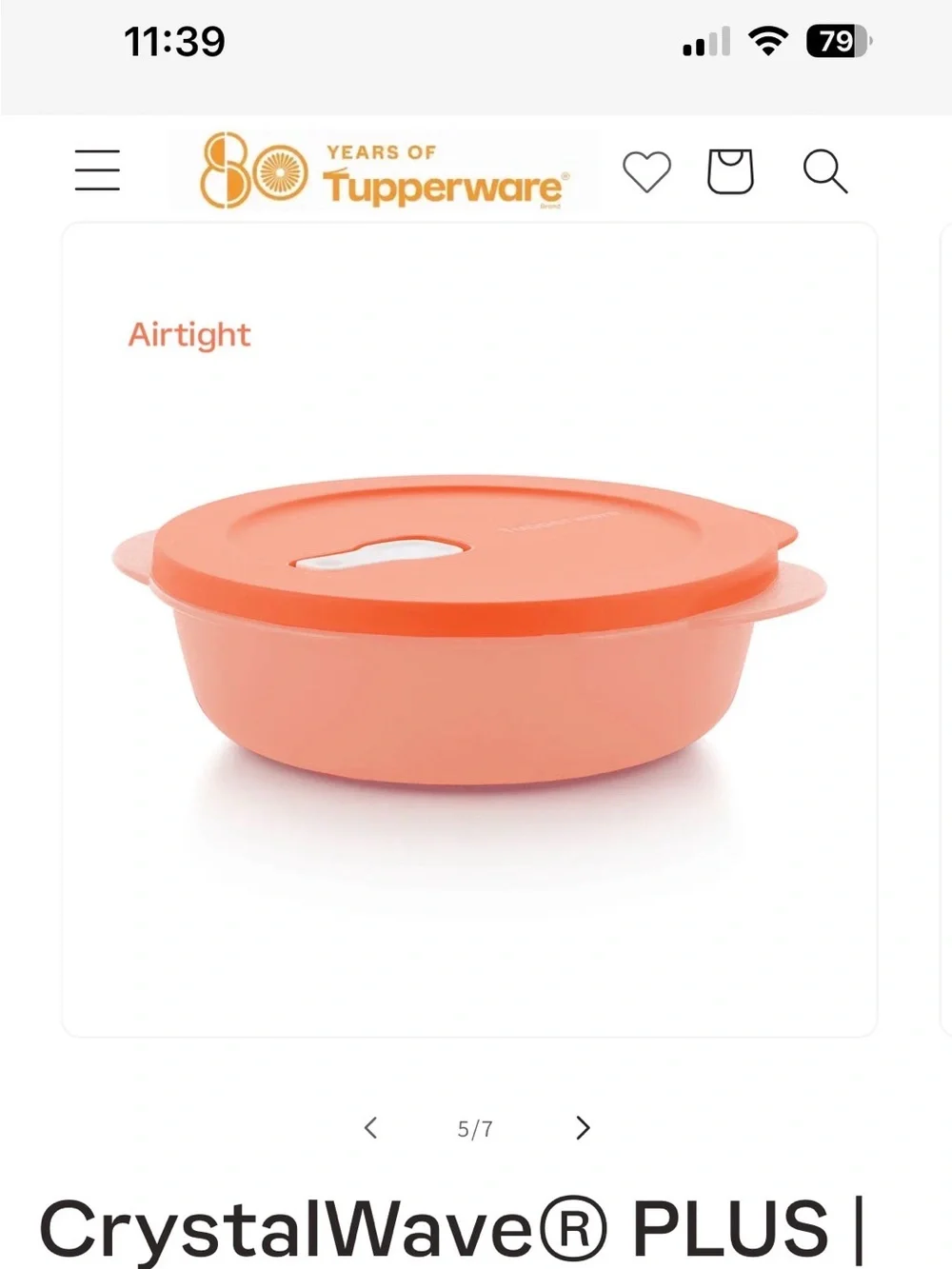 Tupperware Coral CrystalWave Airtight Microwave Plate - 2/12” for $26